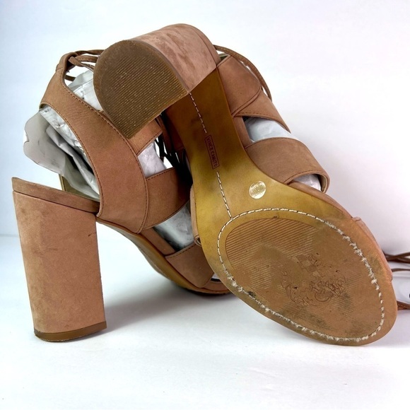 VINCE Camuto Winola Lace Up Block Heels, faux suede, tan beige taupe, size 9.5 - Picture 7 of 8